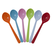 Set of 6 Bright Coloured Melamine Spoons Rice DK